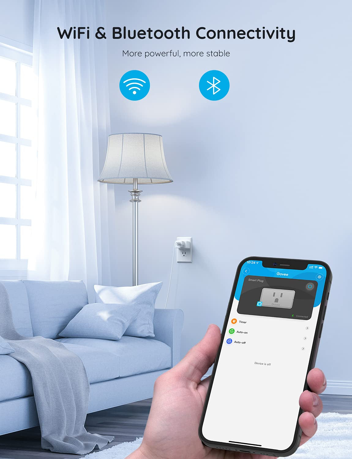 Smart Plug 15A, Wifi Bluetooth Outlets 4 Pack Work with Alexa and Google Assistant, Wifi Plugs with Multiple Timers,  Home APP Group Control Remotely, No Hub Required, ETL&FCC Certified