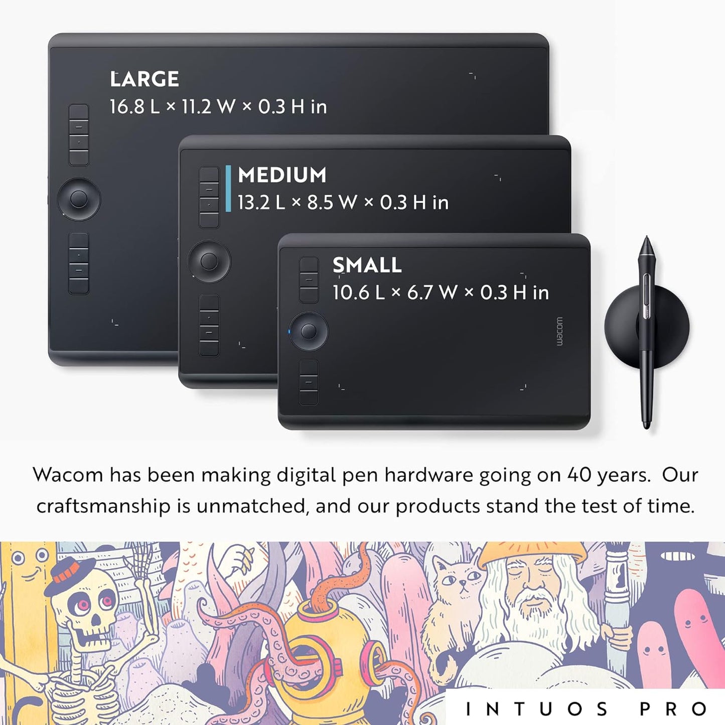 Intuos Pro Medium Bluetooth Graphics Drawing Tablet, 8 Customizable Expresskeys, 8192 Pressure Sensitive Pro Pen 2 Included, Compatible with Mac OS and Windows