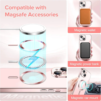 Magnetic Clear Case Compatible with Iphone 15, Flexible Fashion Cover, Black