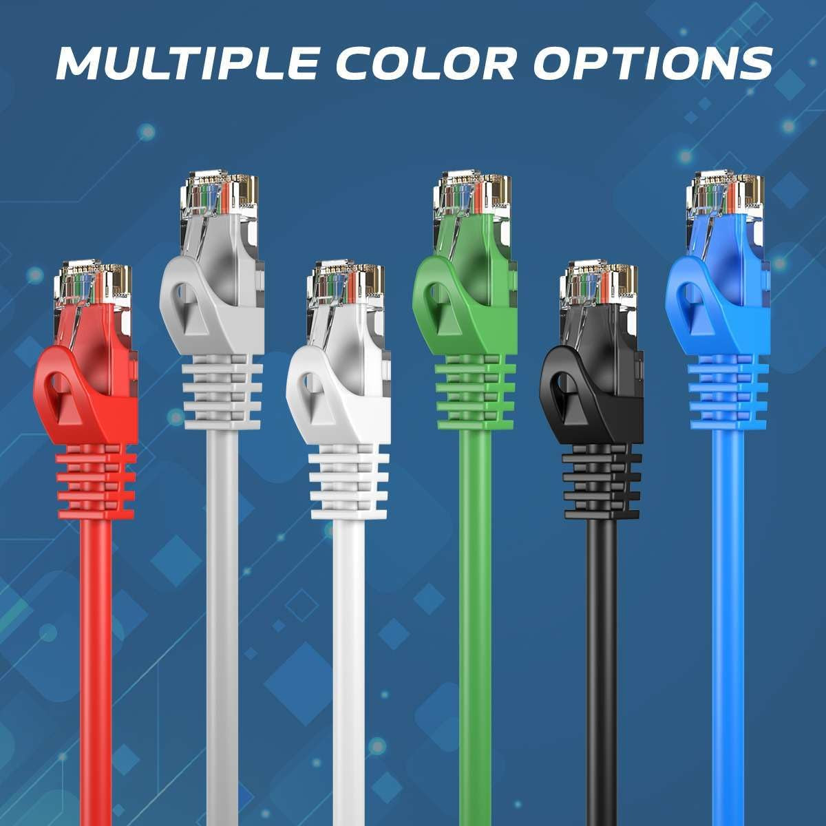 Cat6 50FT Network Ethernet Patch Cable, 550Mhz Internet Wire, Backwards Compatible with Cat5, for PC, Modem, Router, Consoles for Home and Office, Black