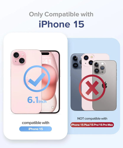 Magnetic Clear Case Compatible with Iphone 15, Flexible Fashion Cover, Black