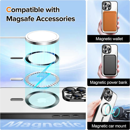 Magnetic Clear Case Compatible with Iphone 15 Pro Max, Flexible Fashion Cover, Blue